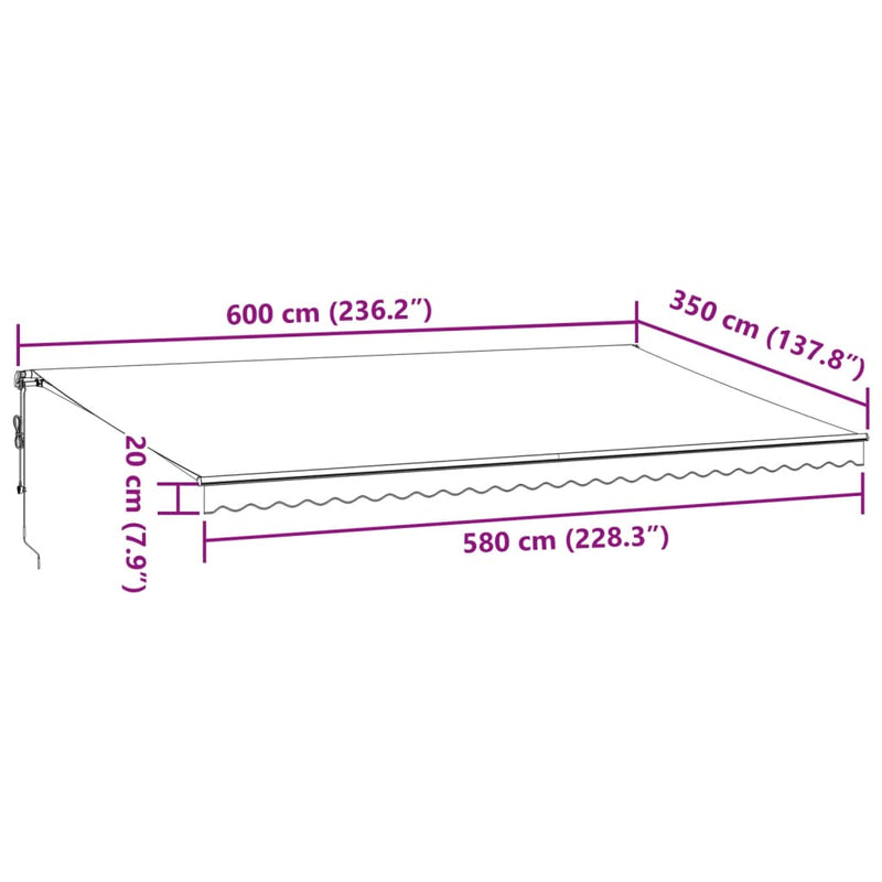 vidaXL barna automata behúzható napellenző 600 x 350 cm