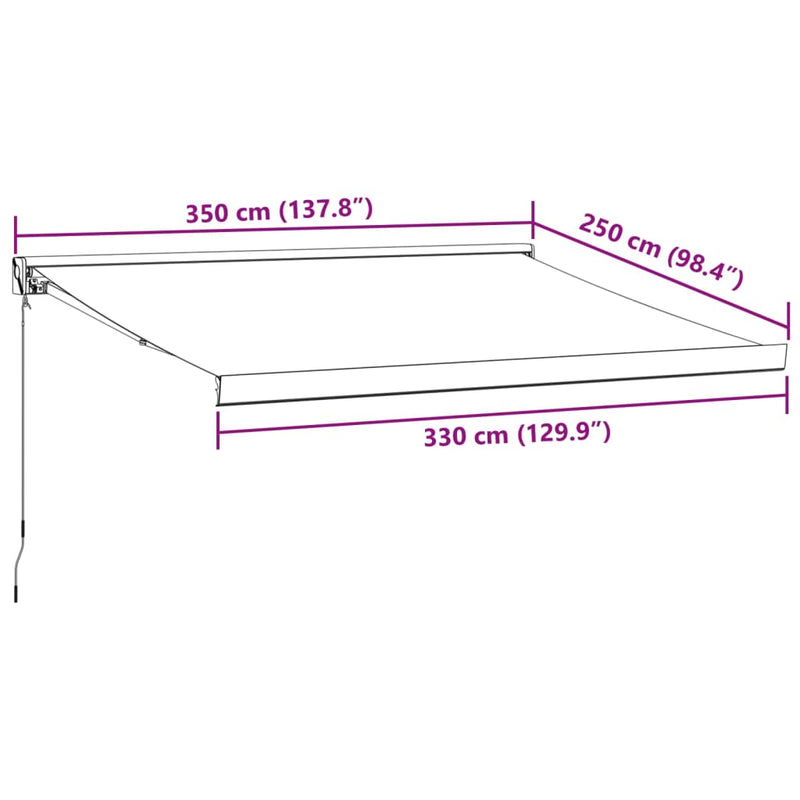 vidaXL barna kézzel kihúzható napellenző 350 x 250 cm