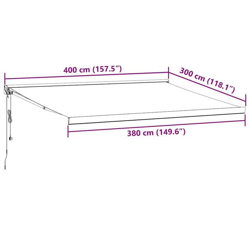 vidaXL barna automata kihúzható napellenző 400 x 300 cm