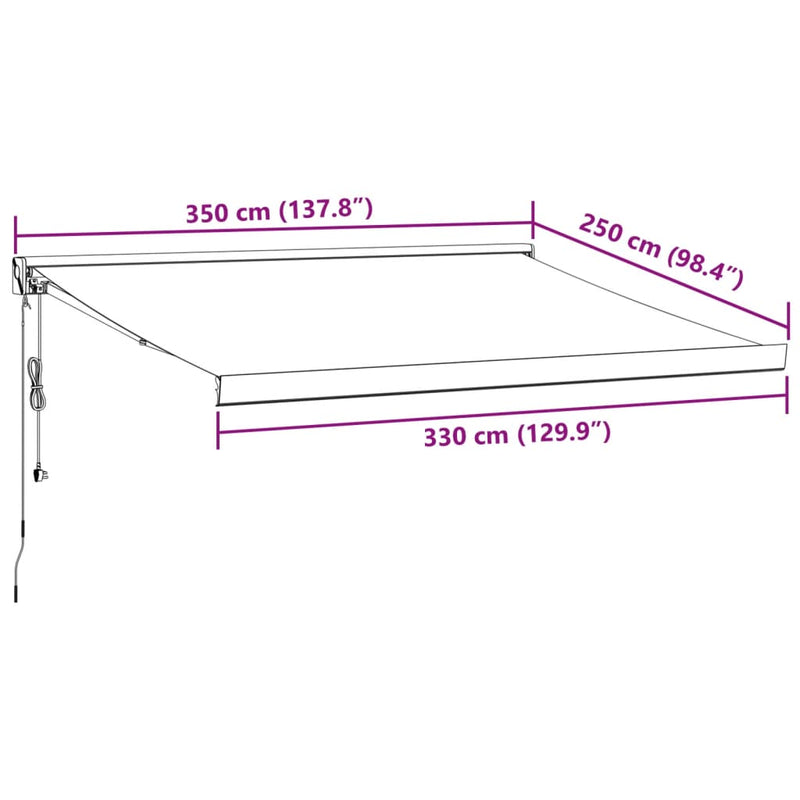 vidaXL barna automata kihúzható napellenző 350 x 250 cm