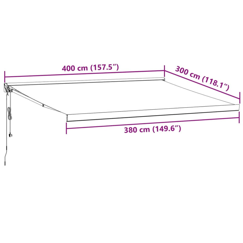 vidaXL barna automata kihúzható napellenző 400 x 300 cm