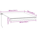 vidaXL barna kézzel kihúzható LED-es napellenző 300 x 250 cm