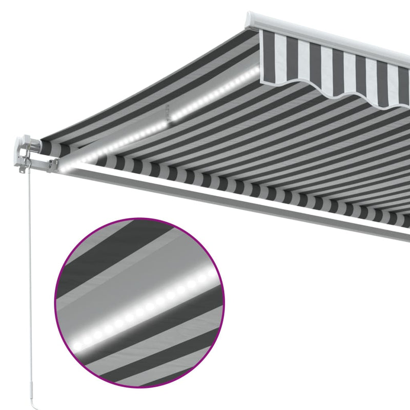 vidaXL antracitszürke-fehér LED-es kézi napellenző 300 x 250 cm