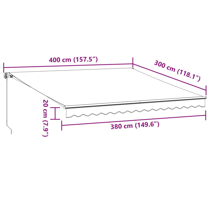 vidaXL antracitszürke-fehér LED-es kézi napellenző 400 x 300 cm