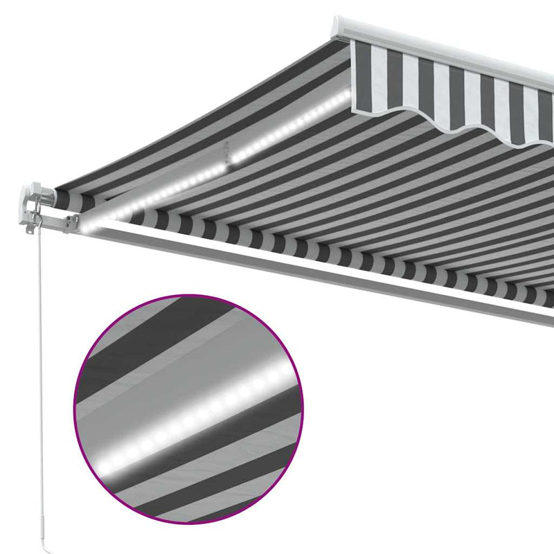 vidaXL antracitszürke-fehér LED-es kézi napellenző 600 x 300 cm