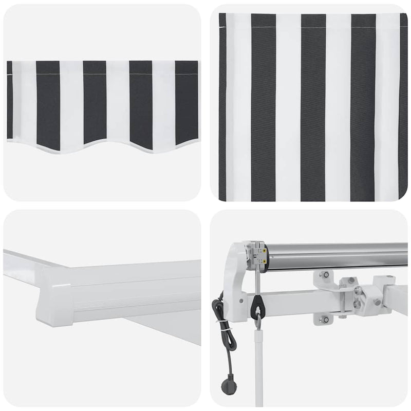 vidaXL antracitszürke-fehér automata kihúzható napellenző 400 x 300 cm