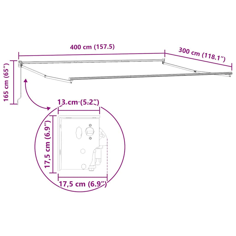 vidaXL antracit és fehér szövet és alumínium behúzható napellenző 4x3m