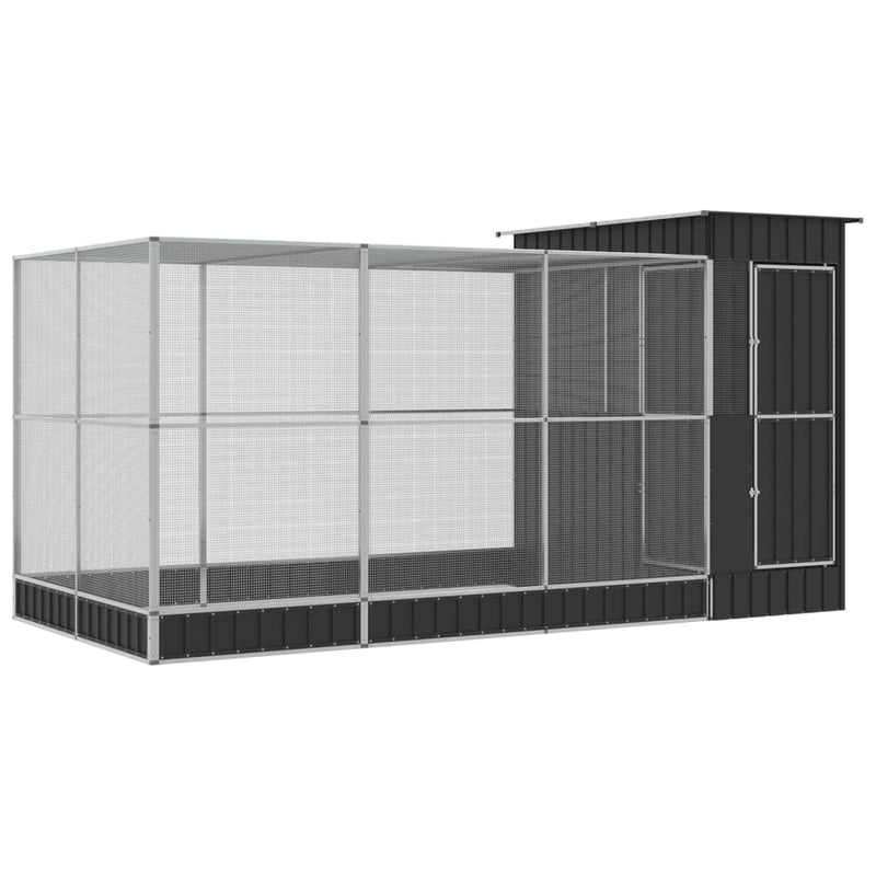 vidaXL ezüstszínű acél madárház bővítménnyel 416 x 203 x 216 cm