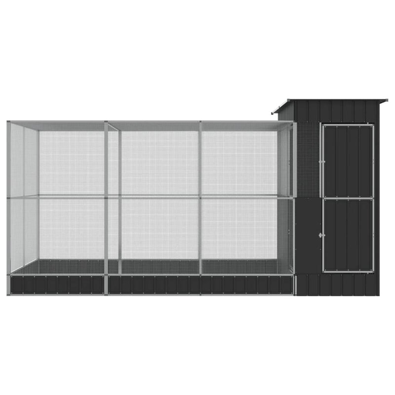vidaXL ezüstszínű acél madárház bővítménnyel 416 x 203 x 216 cm