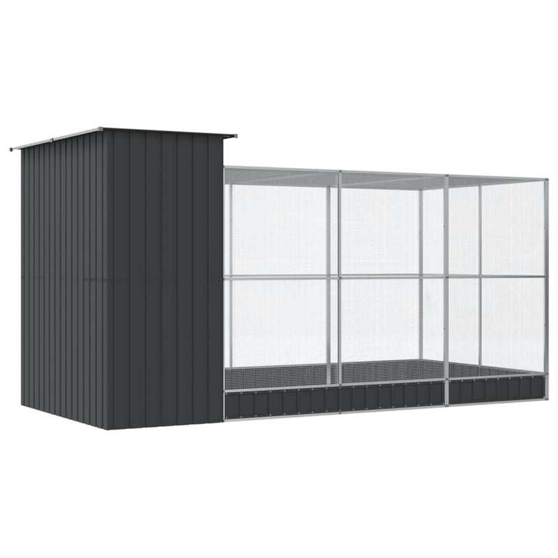 vidaXL ezüstszínű acél madárház bővítménnyel 416 x 203 x 216 cm