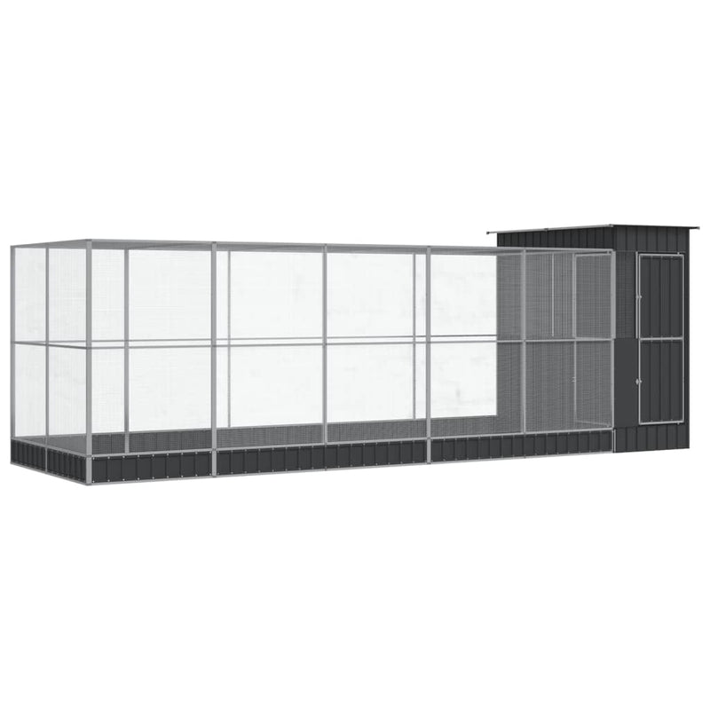 vidaXL ezüstszínű acél madárház bővítménnyel 623 x 203 x 216 cm