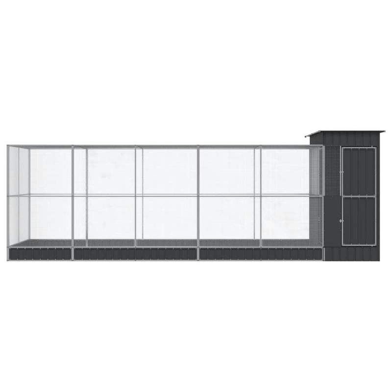 vidaXL ezüstszínű acél madárház bővítménnyel 623 x 203 x 216 cm