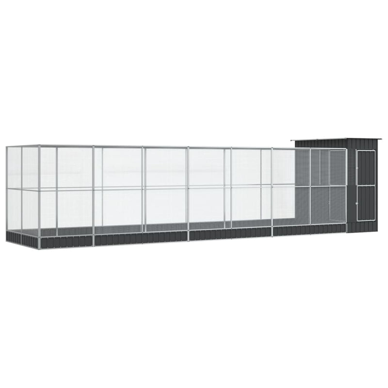 vidaXL ezüstszínű acél madárház bővítménnyel 830 x 203 x 216 cm