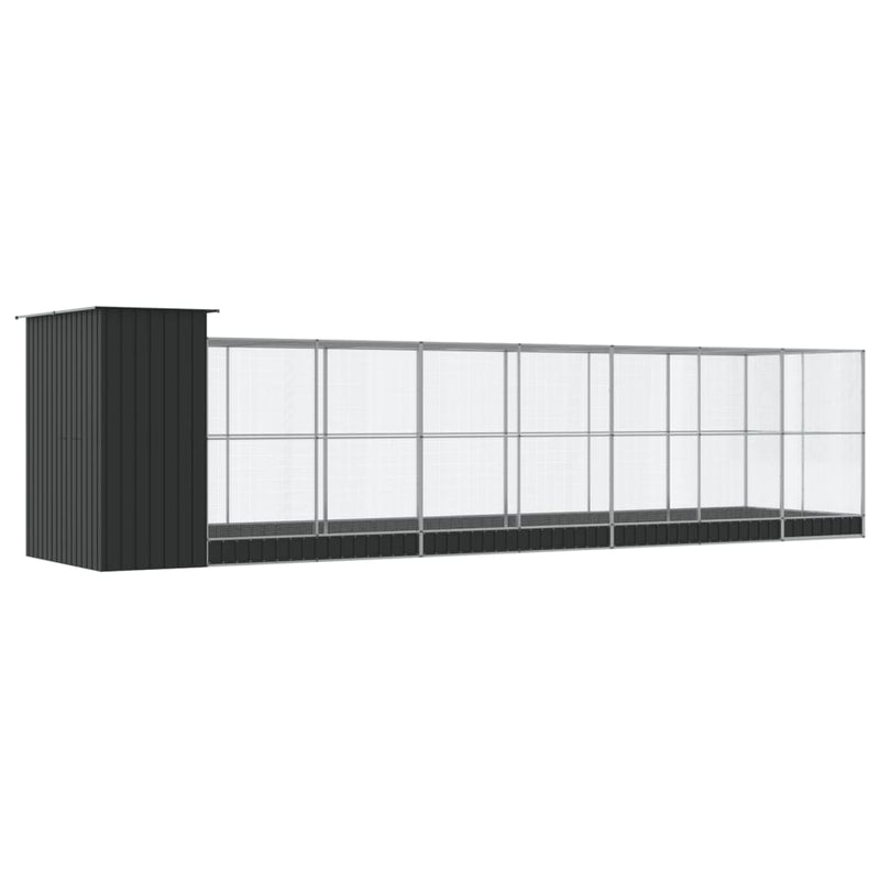 vidaXL ezüstszínű acél madárház bővítménnyel 830 x 203 x 216 cm