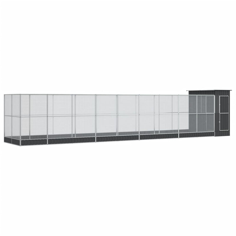 vidaXL ezüstszínű acél madárház bővítménnyel 1037 x 203 x 216 cm
