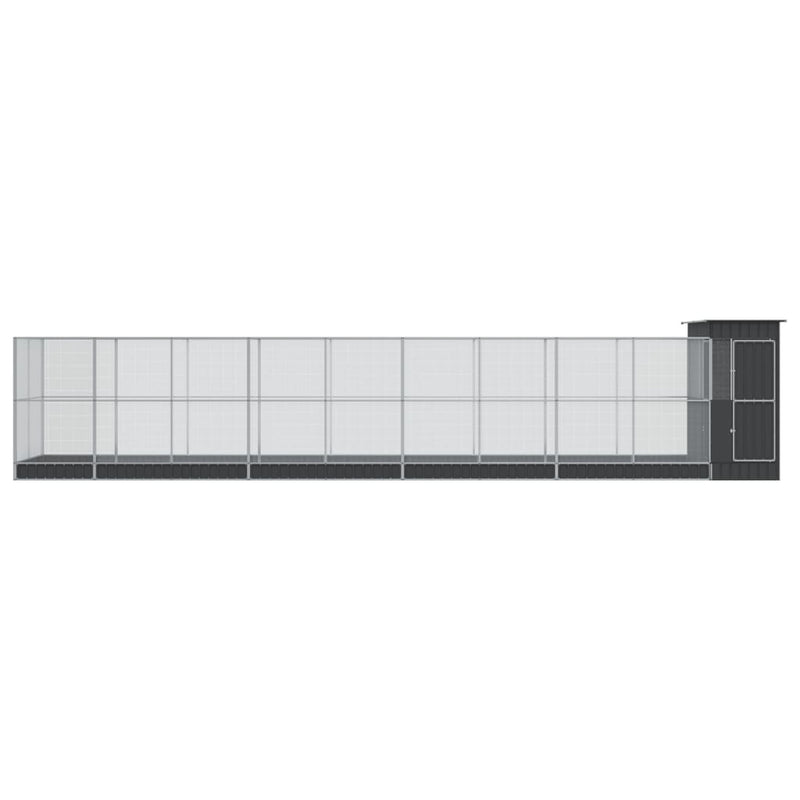 vidaXL ezüstszínű acél madárház bővítménnyel 1037 x 203 x 216 cm
