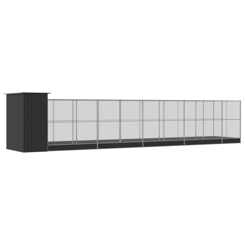 vidaXL ezüstszínű acél madárház bővítménnyel 1037 x 203 x 216 cm
