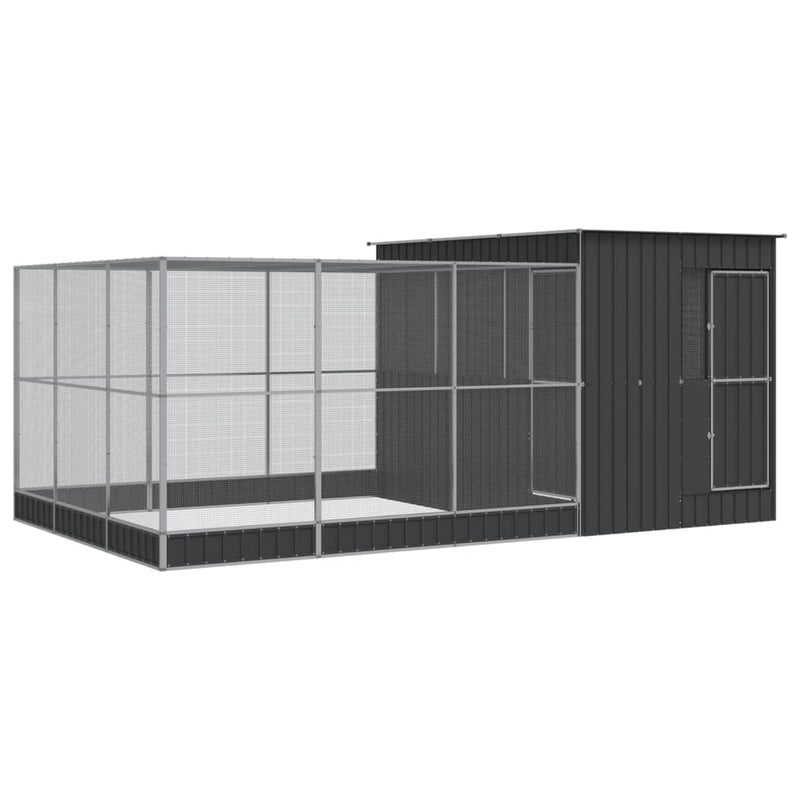 vidaXL ezüstszínű acél madárház bővítménnyel 497 x 303 x 216 cm