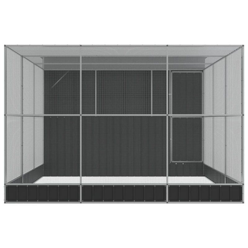 vidaXL ezüstszínű acél madárház bővítménnyel 497 x 303 x 216 cm