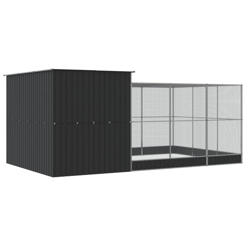 vidaXL ezüstszínű acél madárház bővítménnyel 497 x 303 x 216 cm