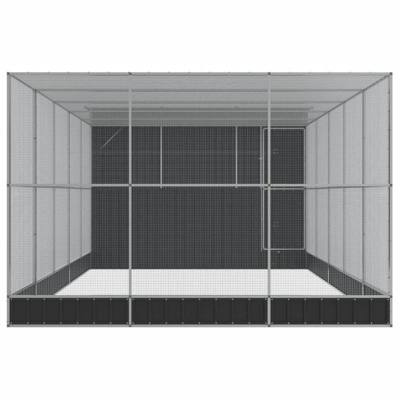 vidaXL ezüstszínű acél madárház bővítménnyel 704 x 303 x 216 cm