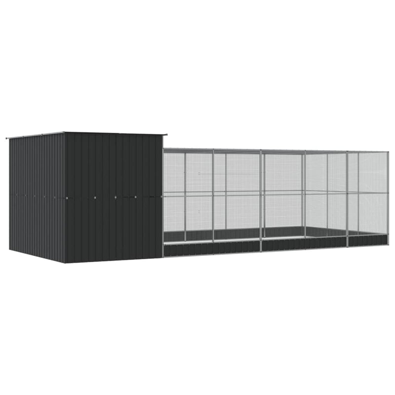 vidaXL ezüstszínű acél madárház bővítménnyel 704 x 303 x 216 cm