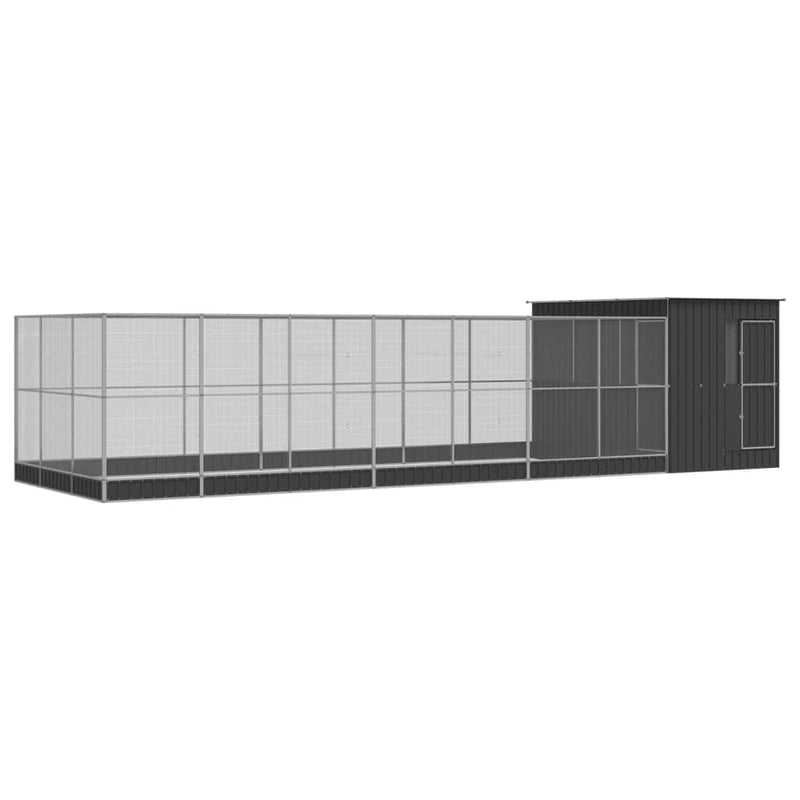 vidaXL ezüstszínű acél madárház bővítménnyel 911 x 303 x 216 cm
