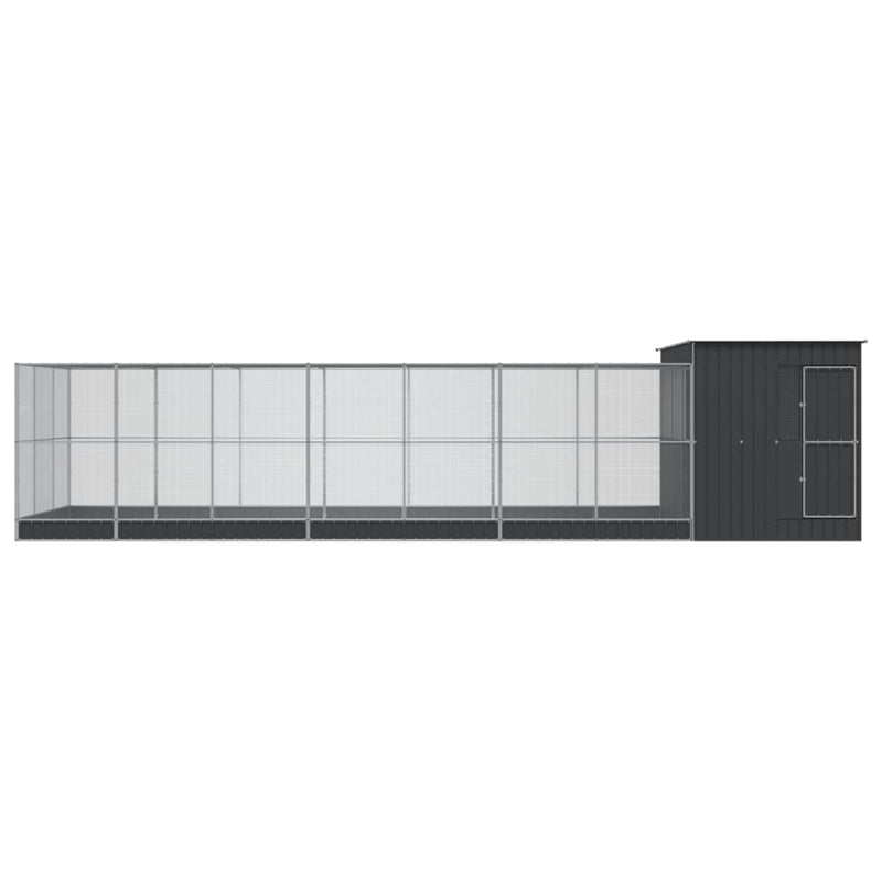 vidaXL ezüstszínű acél madárház bővítménnyel 911 x 303 x 216 cm