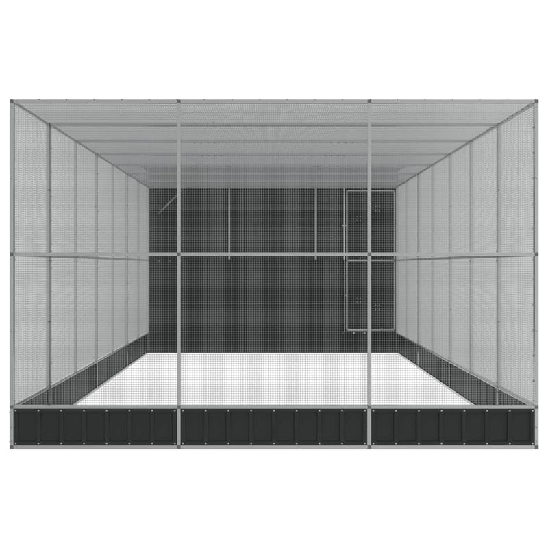 vidaXL ezüstszínű acél madárház bővítménnyel 911 x 303 x 216 cm