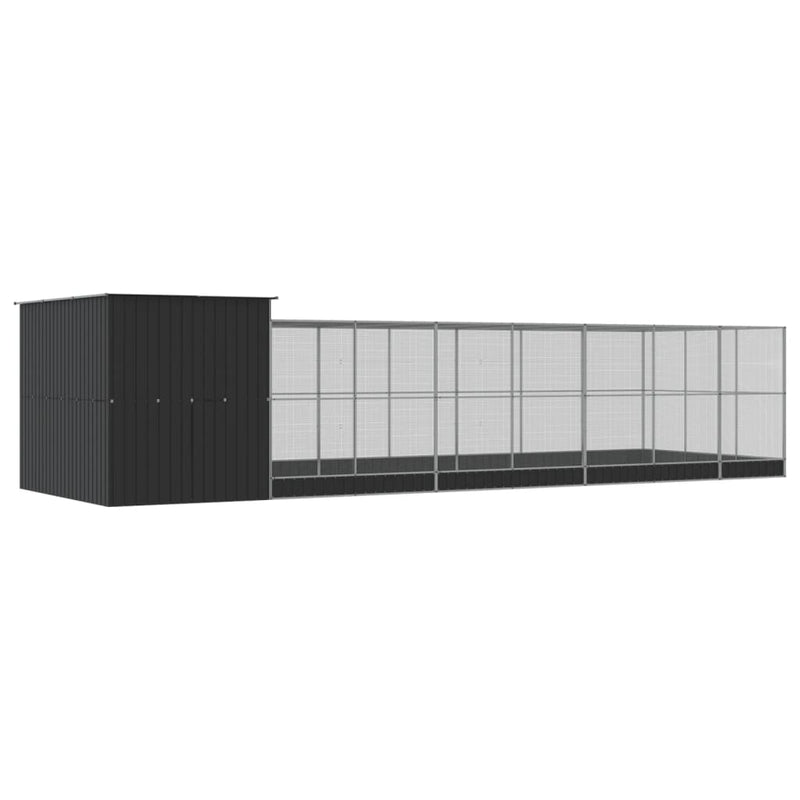vidaXL ezüstszínű acél madárház bővítménnyel 911 x 303 x 216 cm