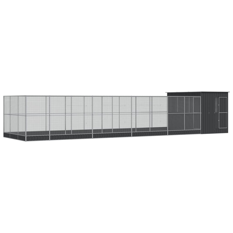 vidaXL ezüstszínű acél madárház bővítménnyel 1118 x 303 x 216 cm