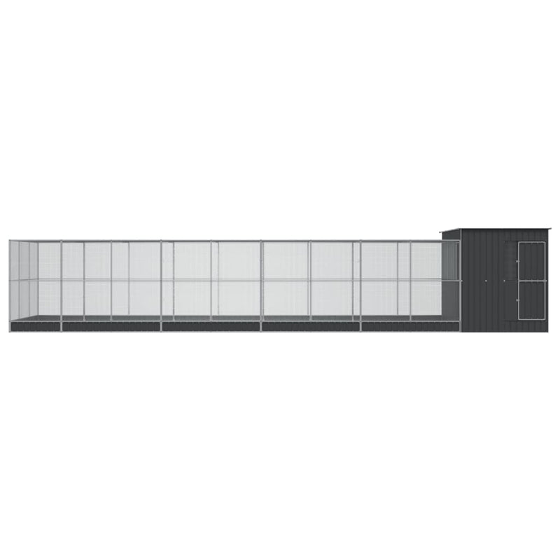 vidaXL ezüstszínű acél madárház bővítménnyel 1118 x 303 x 216 cm