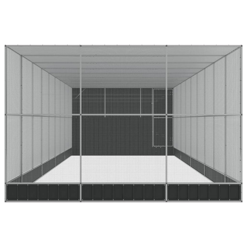 vidaXL ezüstszínű acél madárház bővítménnyel 1118 x 303 x 216 cm
