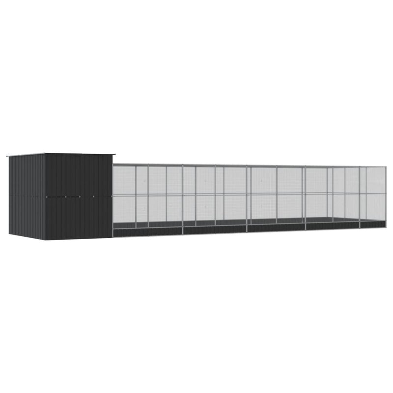 vidaXL ezüstszínű acél madárház bővítménnyel 1118 x 303 x 216 cm