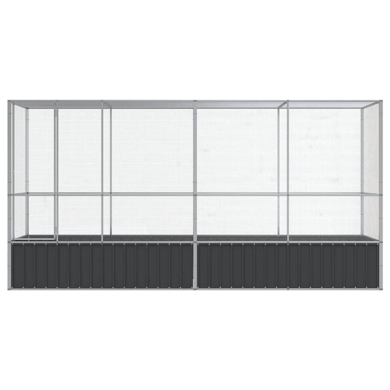 vidaXL ezüstszínű acél madárház bővítménnyel 418,5 x 107 x 212 cm