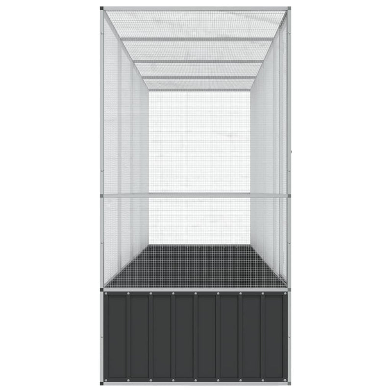 vidaXL ezüstszínű acél madárház bővítménnyel 418,5 x 107 x 212 cm