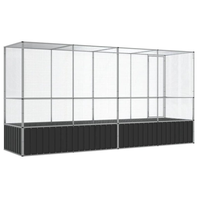 vidaXL ezüstszínű acél madárház bővítménnyel 418,5 x 107 x 212 cm