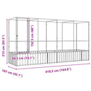 vidaXL ezüstszínű acél madárház bővítménnyel 418,5 x 107 x 212 cm