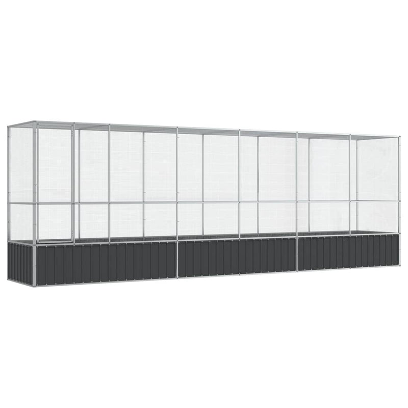 vidaXL ezüstszínű acél madárház bővítménnyel 626,5x107x212 cm