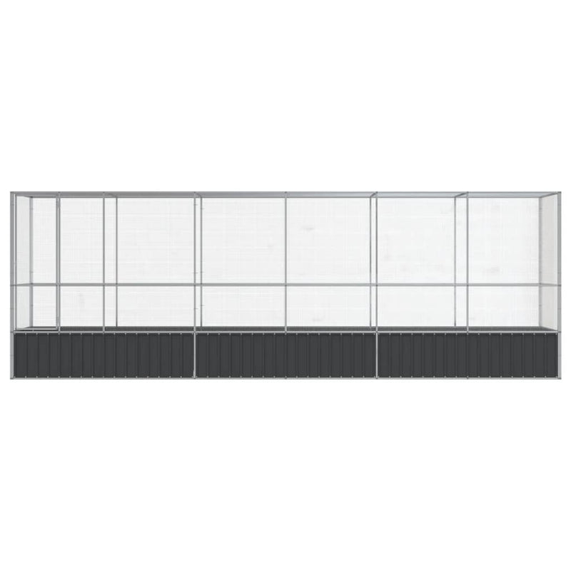 vidaXL ezüstszínű acél madárház bővítménnyel 626,5x107x212 cm