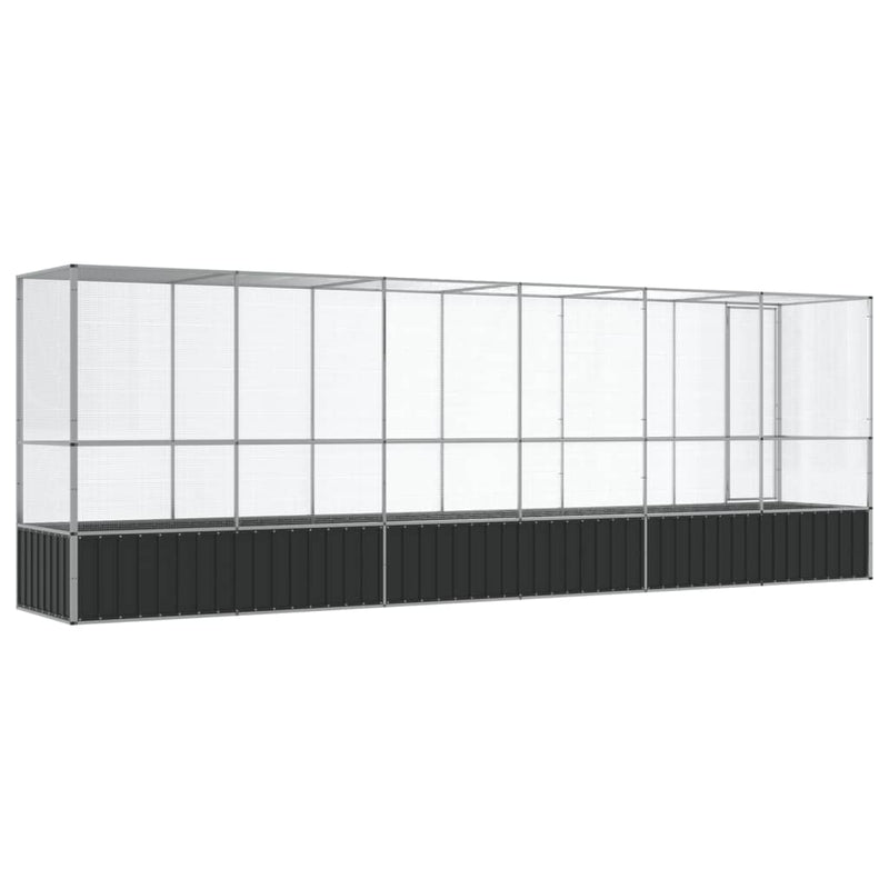 vidaXL ezüstszínű acél madárház bővítménnyel 626,5x107x212 cm