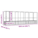 vidaXL ezüstszínű acél madárház bővítménnyel 626,5x107x212 cm