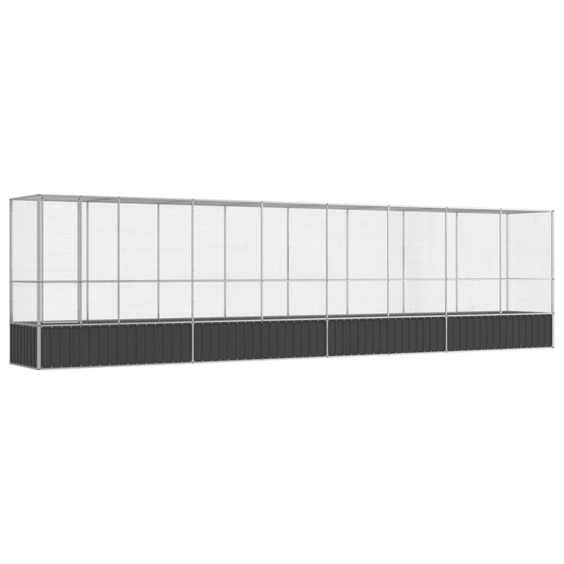 vidaXL ezüstszínű acél madárház bővítménnyel 834,5x107x212 cm