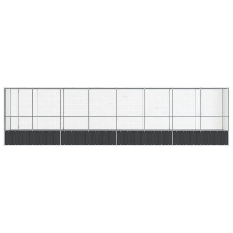 vidaXL ezüstszínű acél madárház bővítménnyel 834,5x107x212 cm