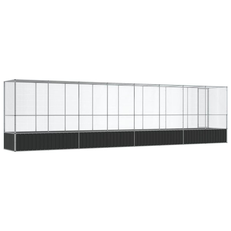 vidaXL ezüstszínű acél madárház bővítménnyel 834,5x107x212 cm