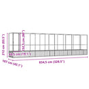 vidaXL ezüstszínű acél madárház bővítménnyel 834,5x107x212 cm