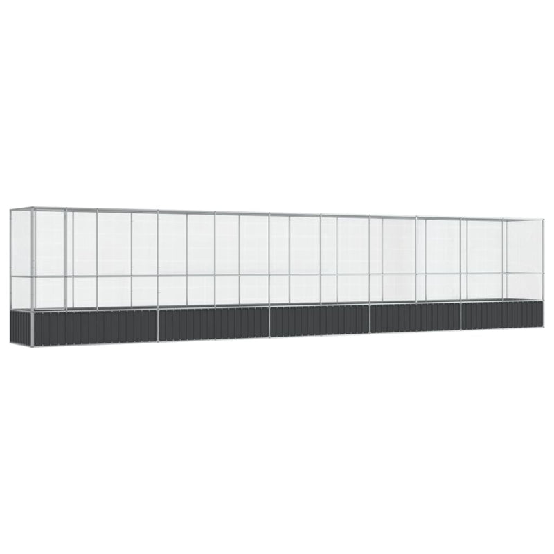 vidaXL ezüstszínű acél madárház bővítménnyel 1042,5x107x212 cm