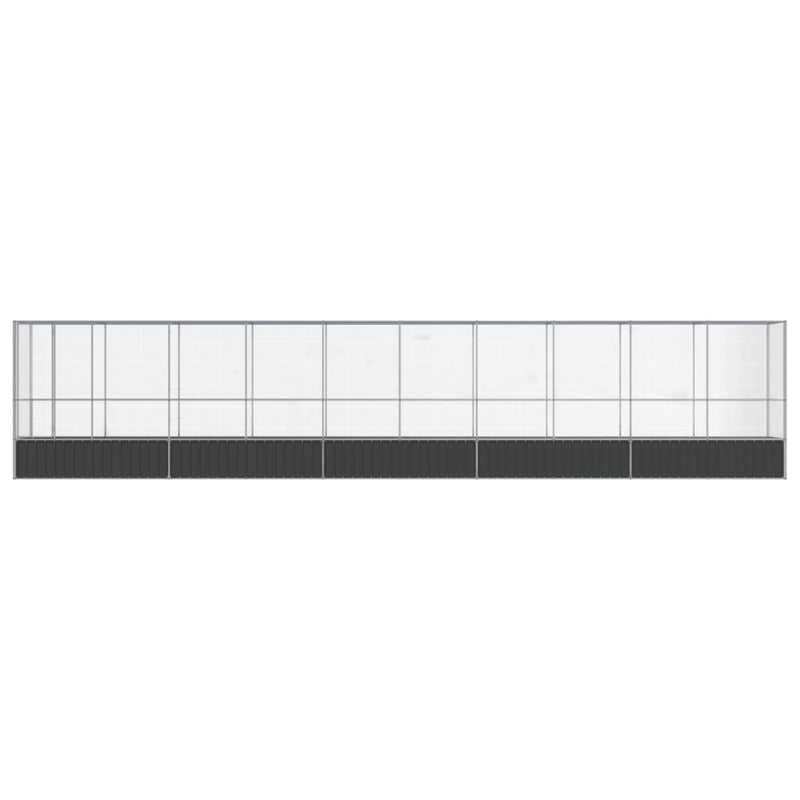 vidaXL ezüstszínű acél madárház bővítménnyel 1042,5x107x212 cm