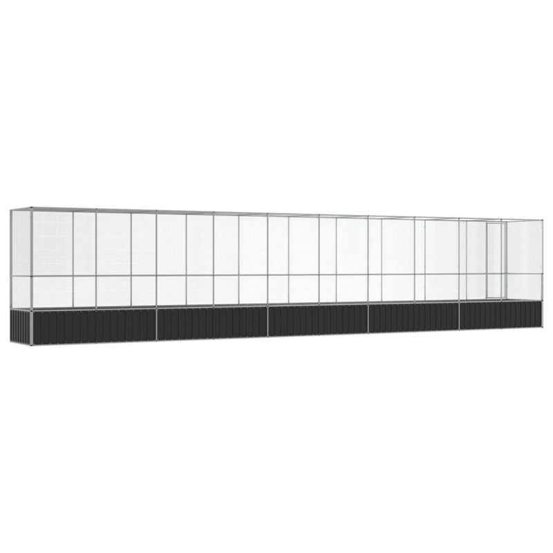 vidaXL ezüstszínű acél madárház bővítménnyel 1042,5x107x212 cm