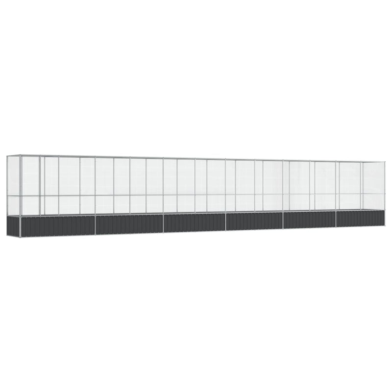 vidaXL ezüstszínű acél madárház bővítménnyel 1250,5x107x212 cm